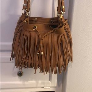 Milly 'Essex' Fringed Leather Bucket Bag